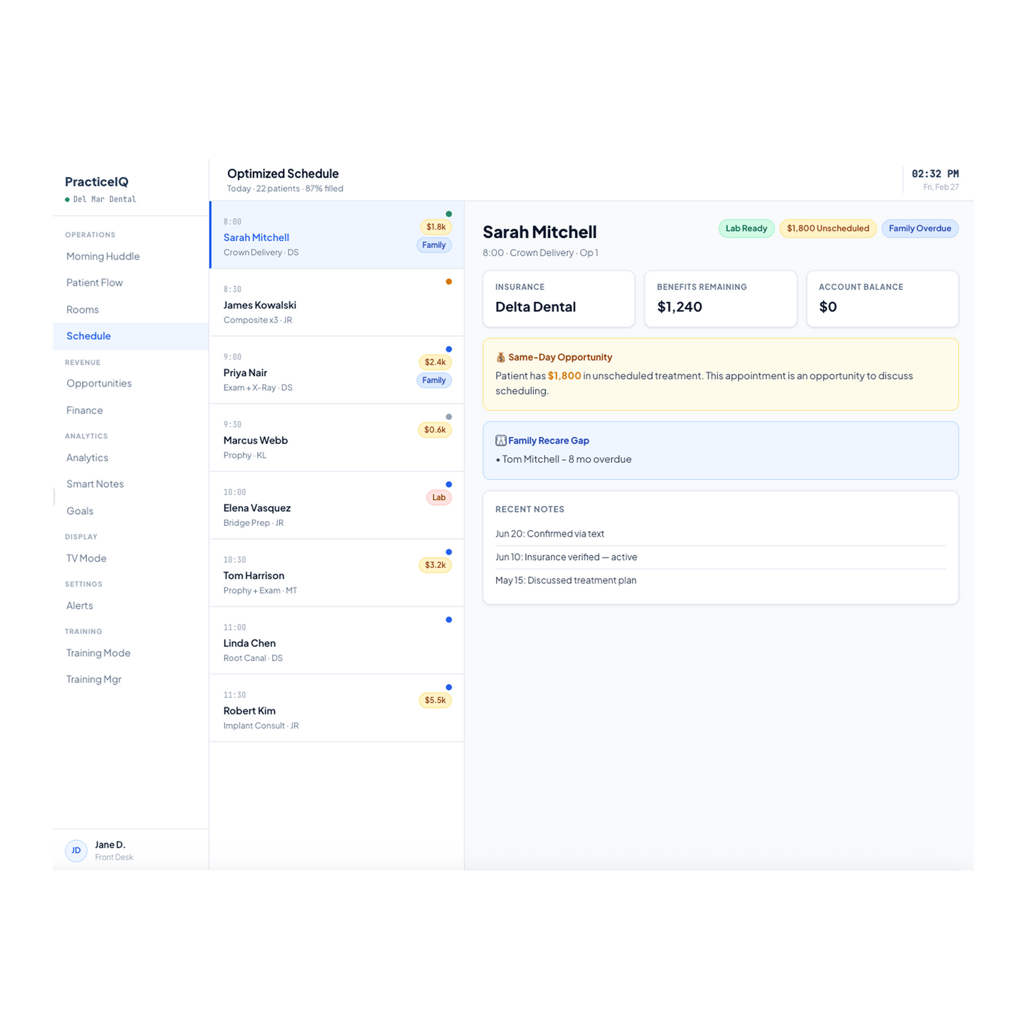 DentalCanvas Command Center for Open Dental software interface