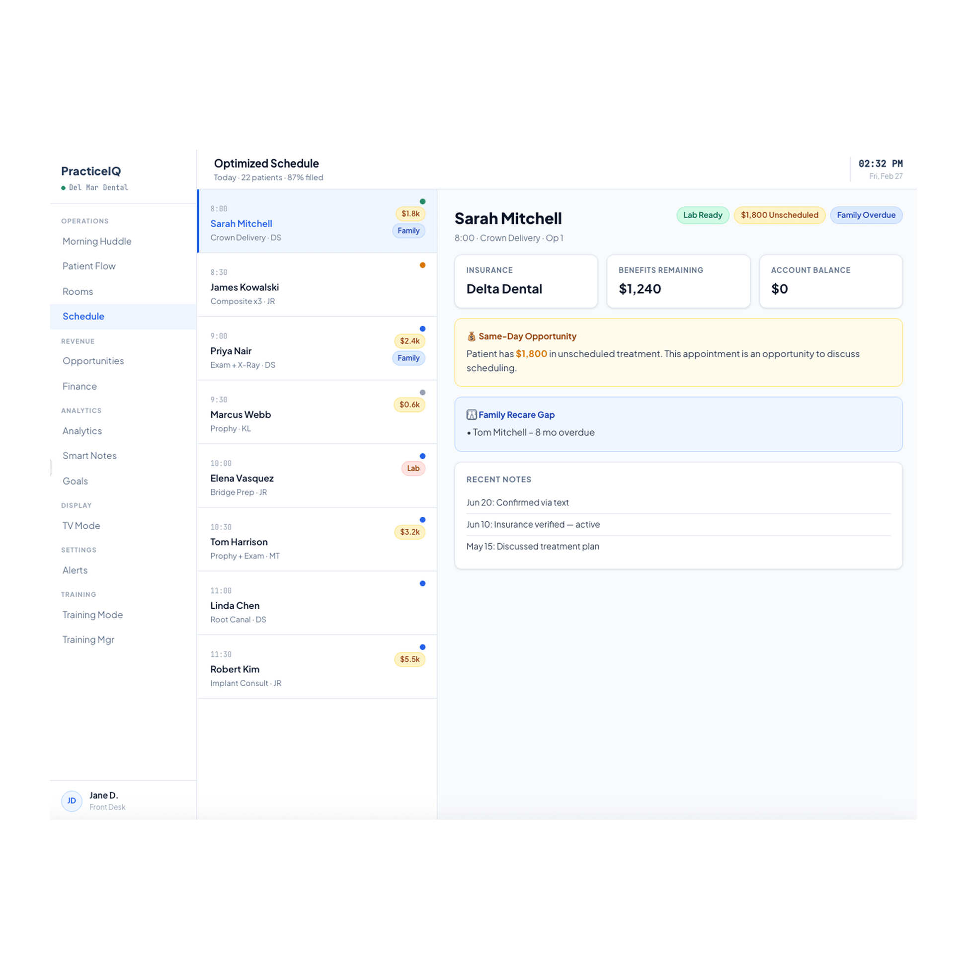 DentalCanvas Command Center for Open Dental software interface